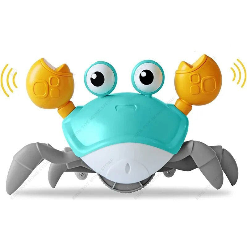 Crawling Crab Baby Toys with Music LED Light up Musical Toys for Toddler Automatically Avoid Obstacles Interactive Toys for Kids