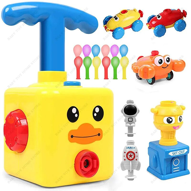 Balloon Powered Car Balloon Launcher Car Toy Set with Car Launchers Balloon Toys for Kids Party Education Toy for Kids 3+ Ages